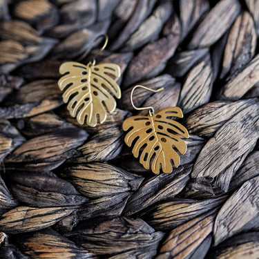 Baby monstera leaf earrings - Wild Roots Creative Shop