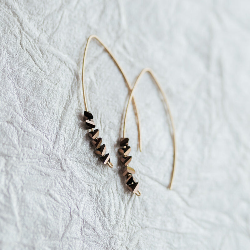 Minimalistic spike - chevron chocolate earrings - Wild Roots Creative Shop