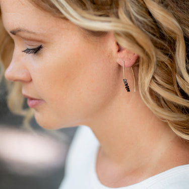 Minimalist spike - chevron graphite crystal earrings - Wild Roots Creative Shop